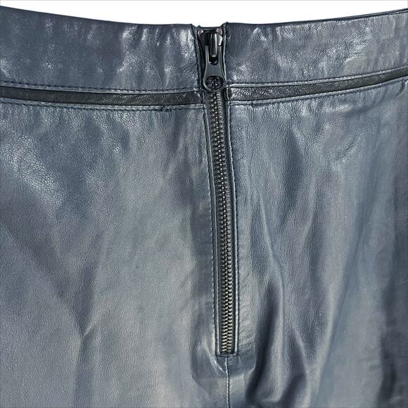 VINCE Buttery Soft Leather Miniskirt in Gray-Blue with Black Accents Size 12 - Picture 7 of 8